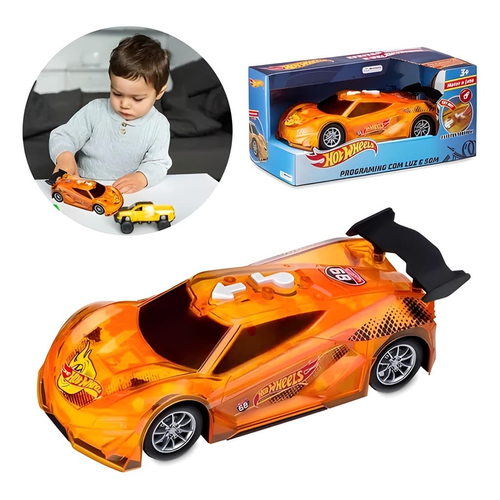 Carrinho Hot Wheels Anda Sozinho com Luz Som Presente Menino