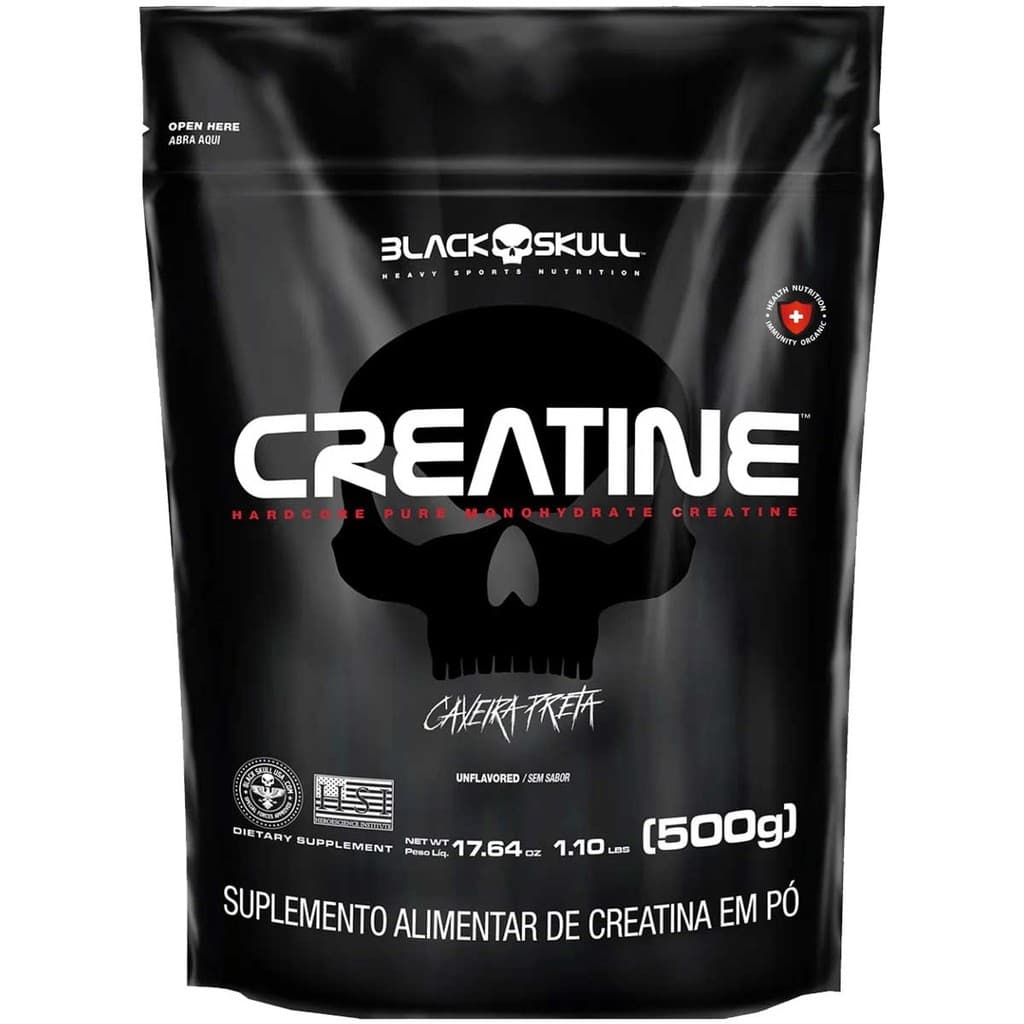 Creatina Monohidratada 500g 100% Pura Black Skull Sem Sabor