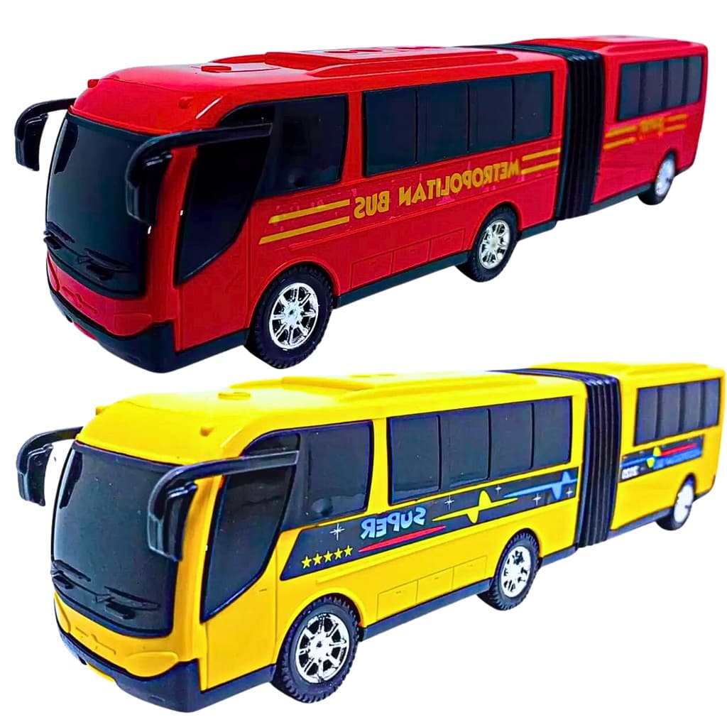 Kit 2 Ônibus De Brinquedo Sanfonado Grande Articulado Metropolitano Onibus Infantil Carrinho Menino