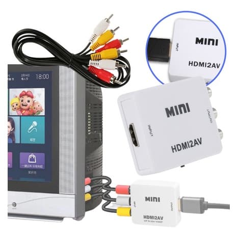 Mini Adaptador Conversor Imagem E Áudio Hdmi Para Tv De Tubo Rca E Cabo Av
