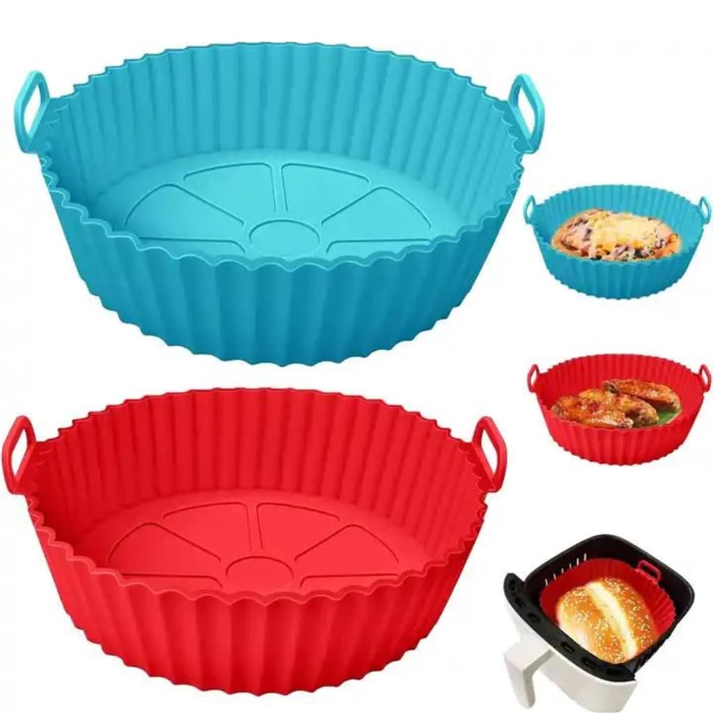 Forma de Silicone Air Fryer Antiaderente Assadeira Para Fritadeira Forno Microondas Reutilizável