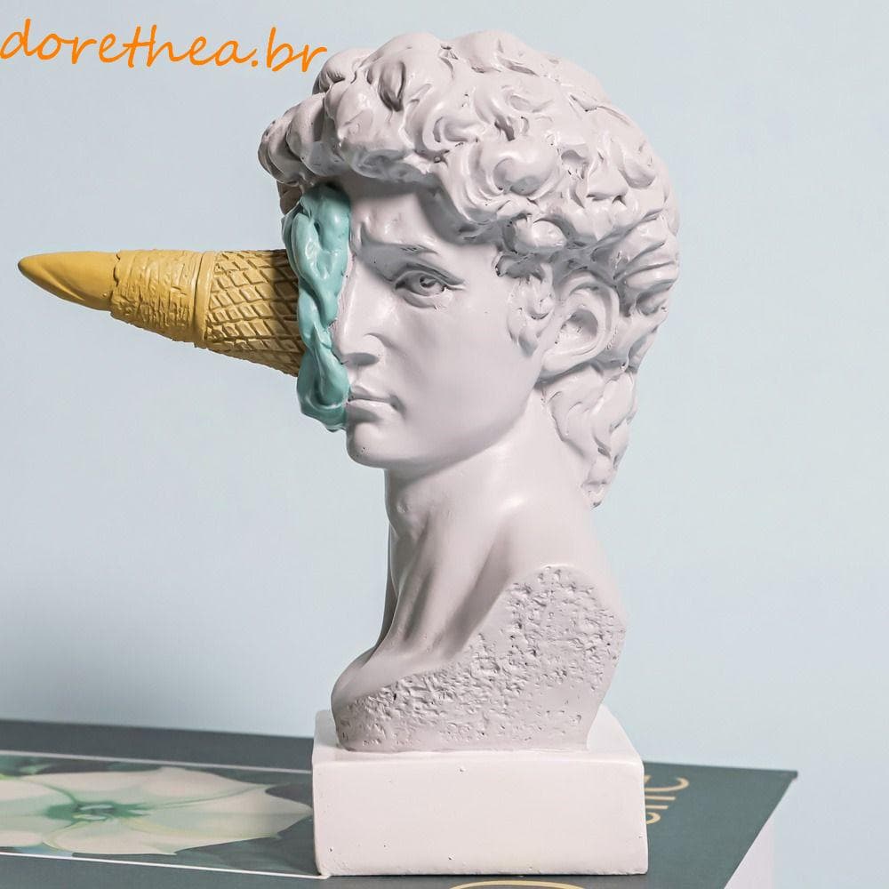 DORETHEA David Estátua , Sorvete Nórdico Abstrato Figurine , Arte Decoração Caráter Ocidental Cara Esmagada Desktop