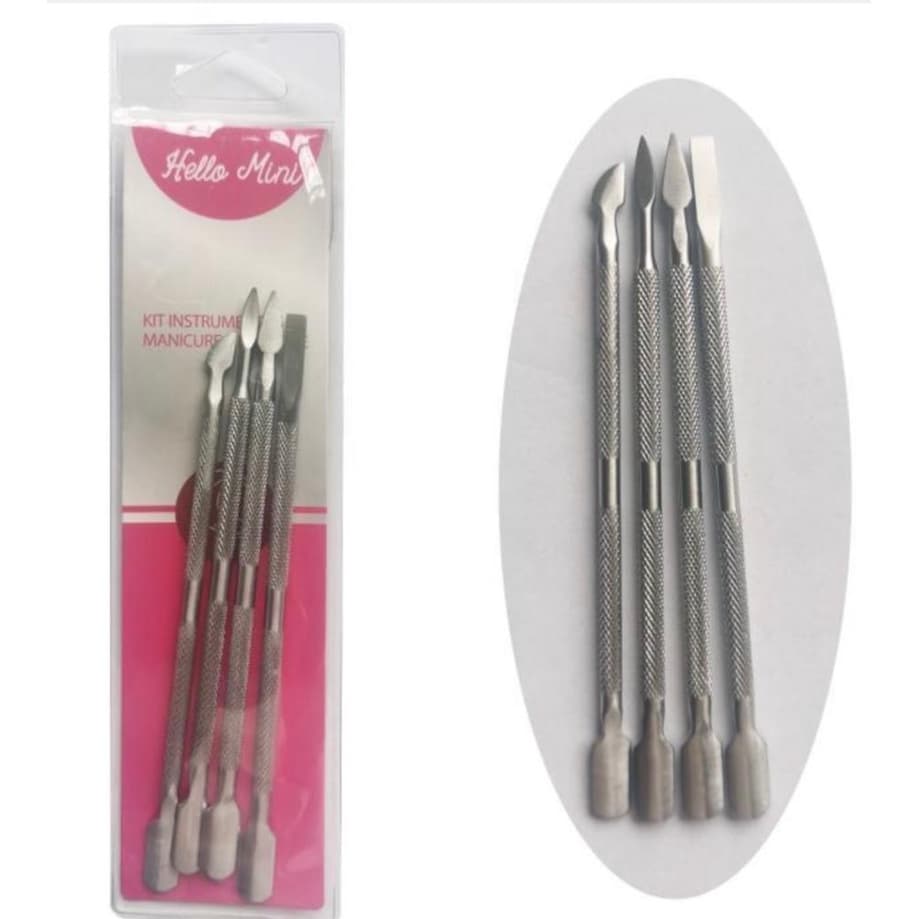 Kit 4  Espátula Dupla p/ Unhas Hello Mini Kit 952