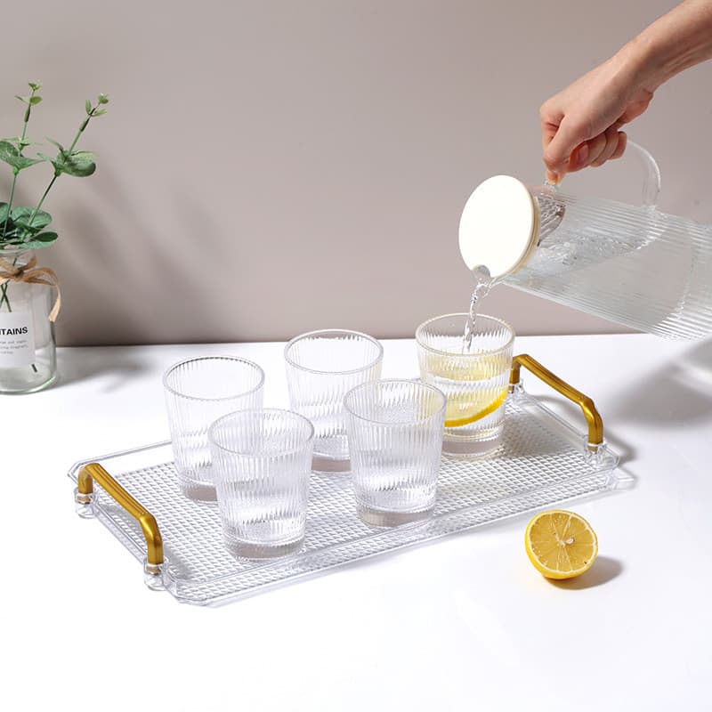 Bandeja Decorativa Espelhado ou Marmorizado Multiuso Retangular ou Redonda em Metal Dourado ou Rosê