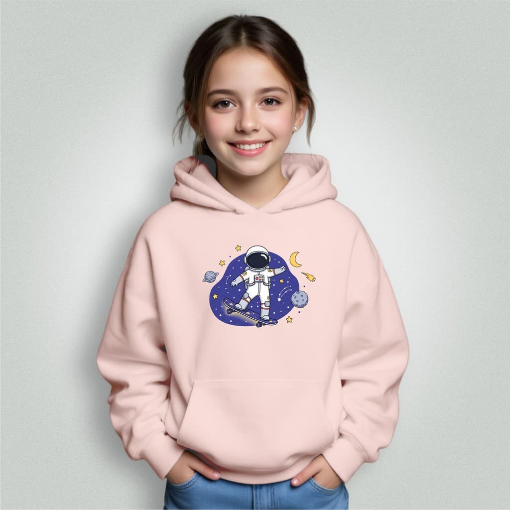 Moletom Infantil Bolso Canguru Capuz Astronauta Estrelas Skate Envio Hoje