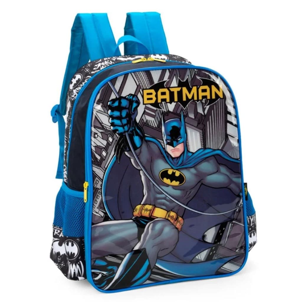 Mochila Costas Infantil Escolar Batman Morcego Azul Luxcel