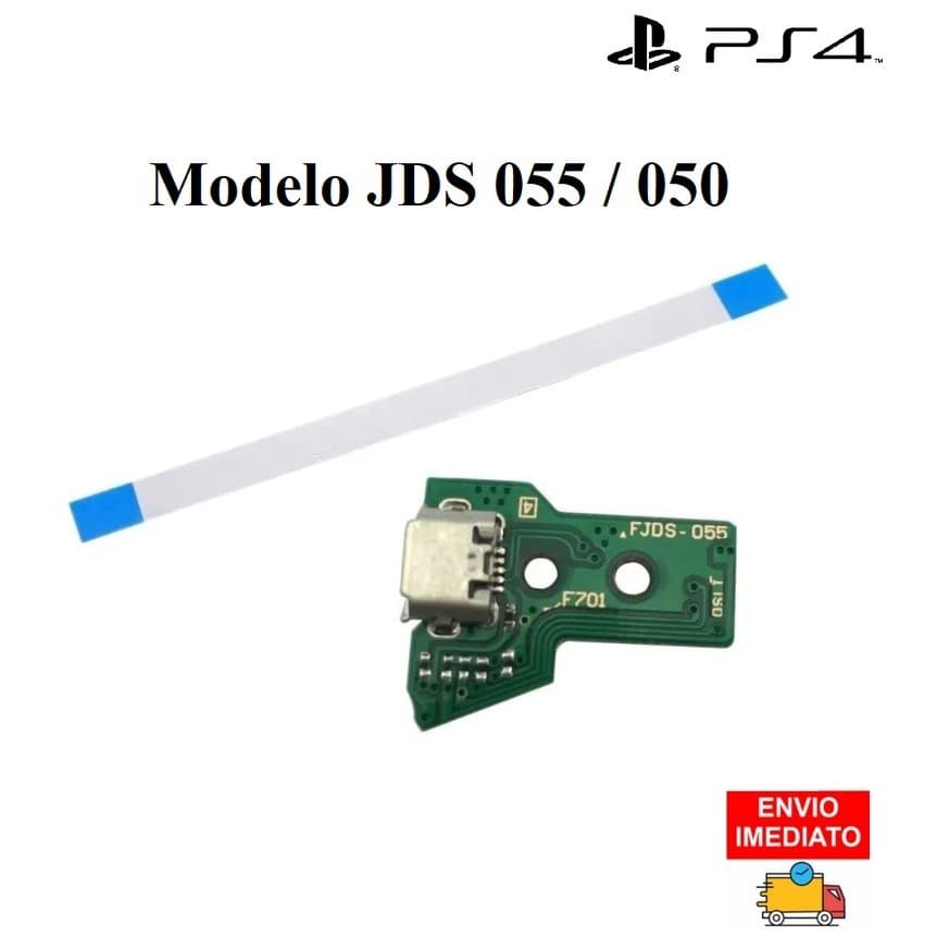 Placa Usb Conector Controle Ps4 Jds Jdm 050 055 + Cabo Flat 12 vias