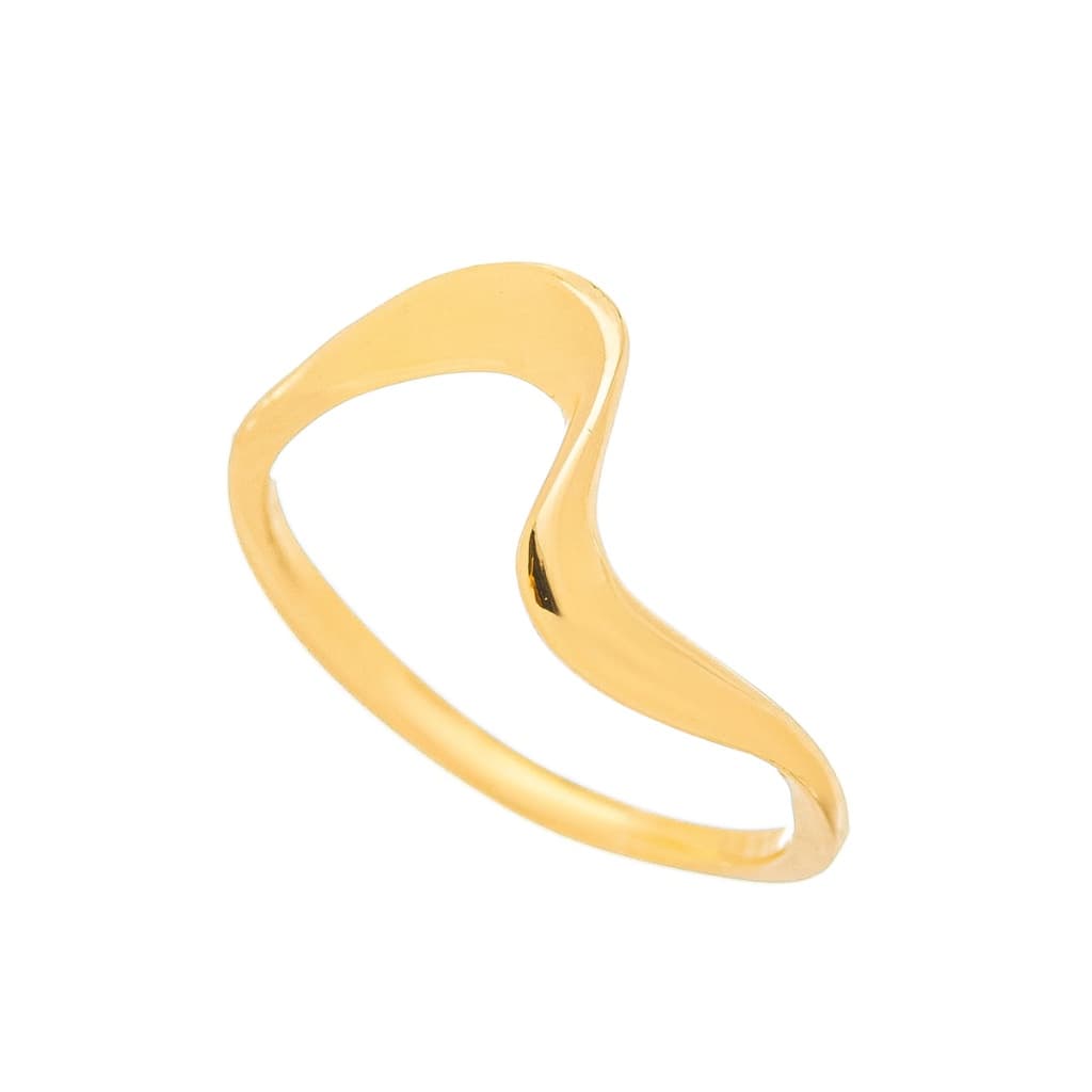 Anel ondulado liso banhado a Ouro 18K