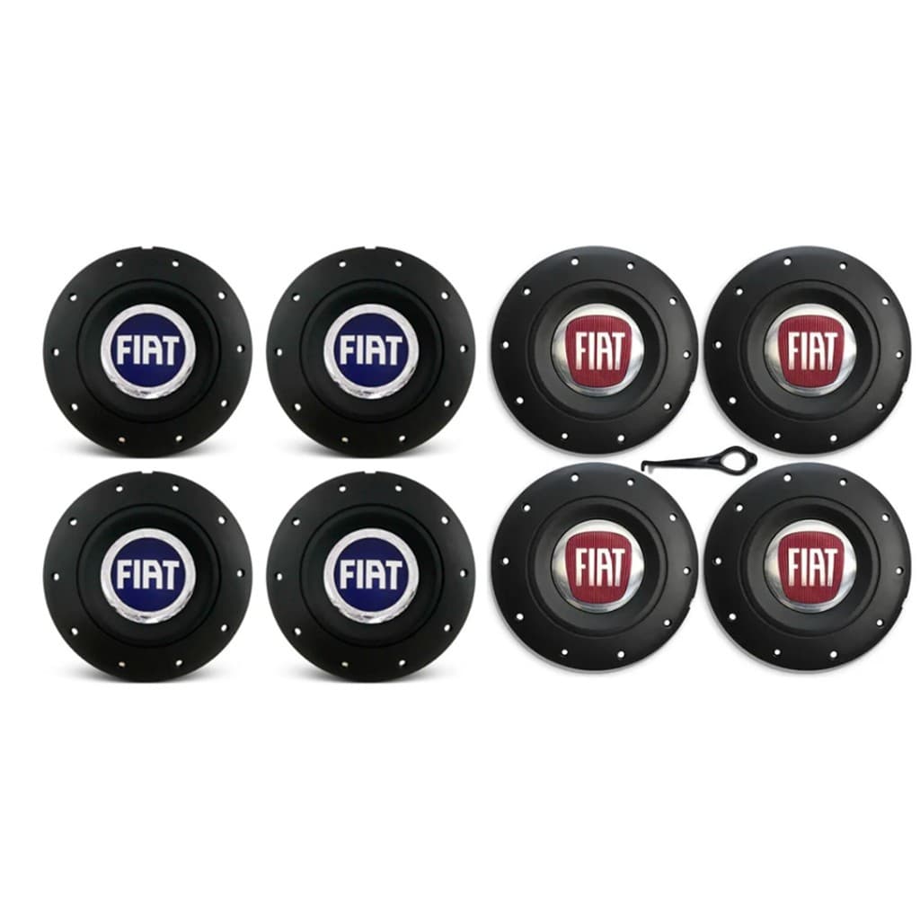 Jogo 4 Calota de Centro para Roda de Ferro Fiat Aro 13 14 15 modelo amarok + chave - Encaixe apenas em Rodas CUBO ALTO