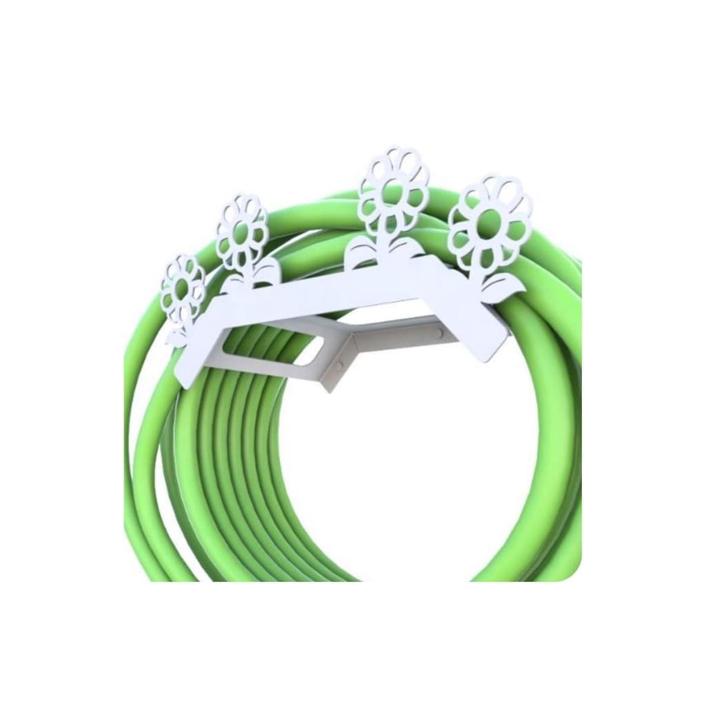 Suporte Enrolador De Mangueira De Jardim F.Flor Branco