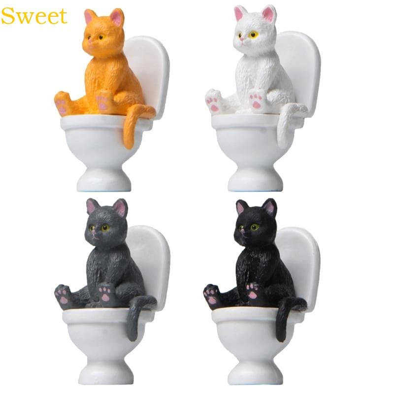 Gato Sobre Figuras Sanitárias Miniaturas Esculturas Jardim Ornamentos