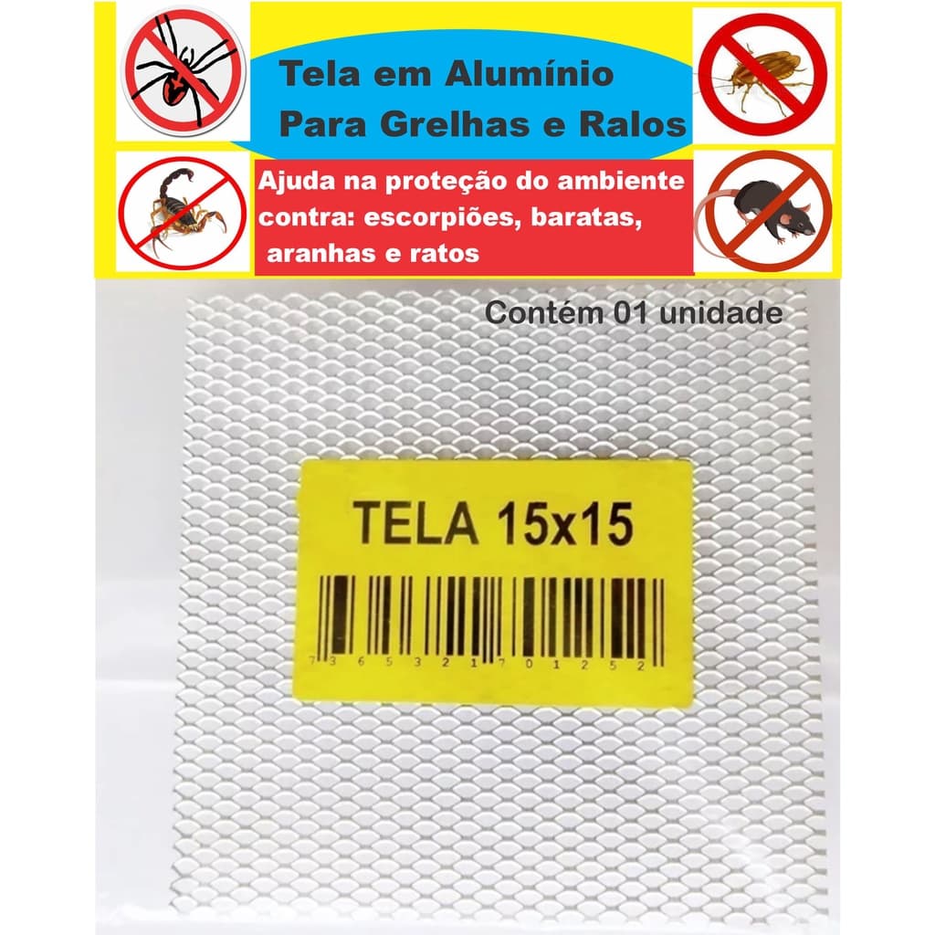 Tela Para Ralo Grelha 15X15 Cm em Alumínio Anti-inseto