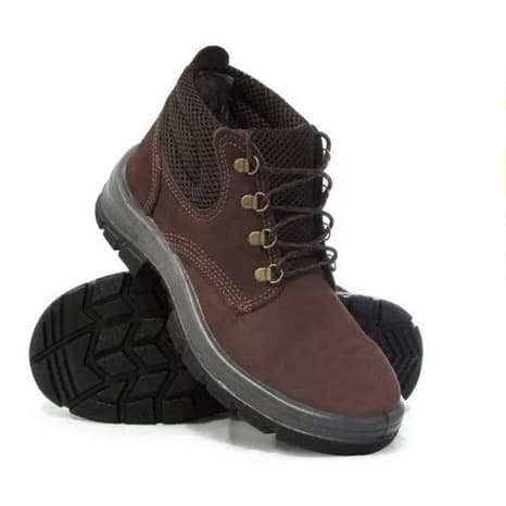 Bota EPI Marrom Cadarço Segurança Multiuso Cartom Cano Médio TP92 Ótima Proteção Pisada Eficaz