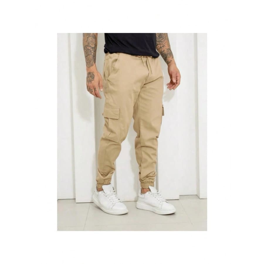 Calça Jogger Juvenil Infantil E Adulto Sarja Cargo Punho 02