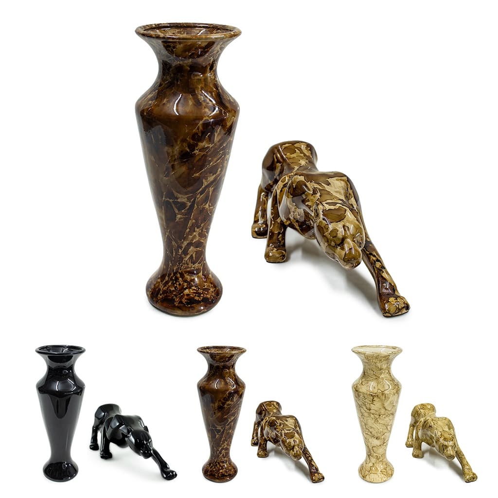 Kit Pantera Negra + Vaso Angelus Imperial De Cerâmica Brilhante Para Decoração Sala Escritório Aparador Mesa Luxo Grande