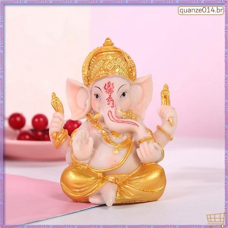 [D K Z C] Haidianzi Gold Lord Ganesha Buddha Estátua De Elefante Deus Esculturas Ganesh Figurines
