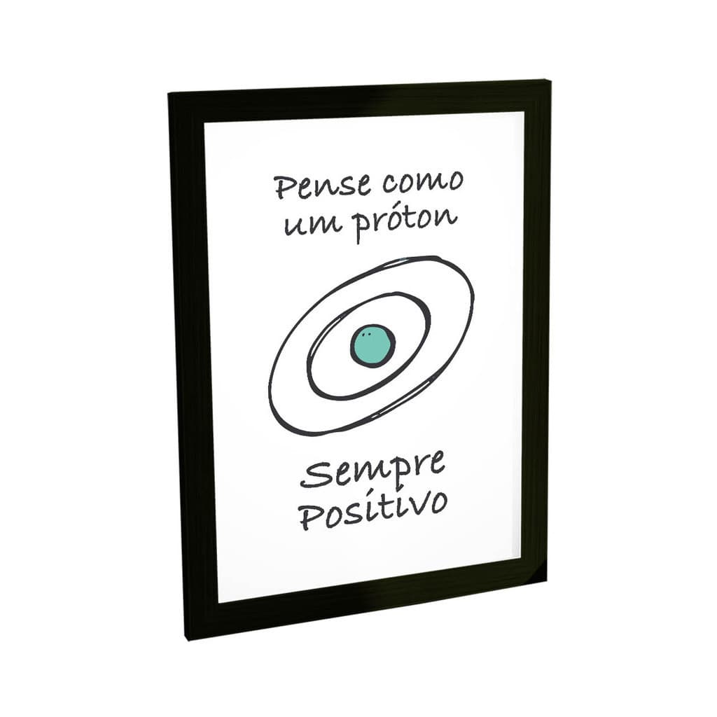 Quadro Decorativo Engraçado Pense Positivo Como Um Próton Decoração Poster Ciência