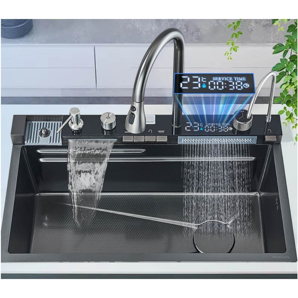 CHELLY Pia de Cozinha Cuba para cozinha gourmet pia aço inox com acessórios 75*45*22cm Torneira Gourmet Monocomando