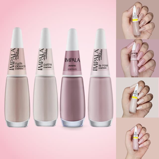 Kit 4 Esmalte Impala Tons de Nude Rosa Esmalte Atacado A Cor da Sua Moda