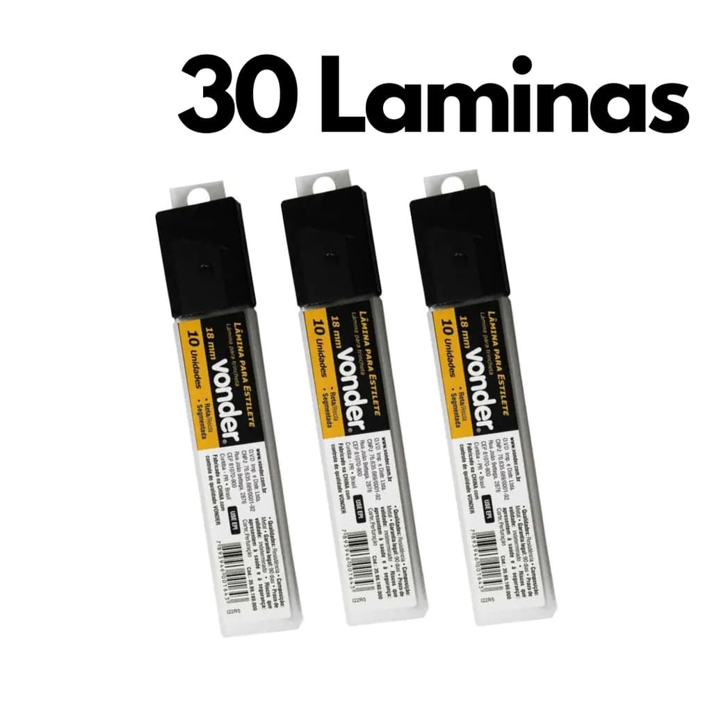 30 Lâminas 18mm para Estilete – Afiadas e de Alta Precisão, VONDER