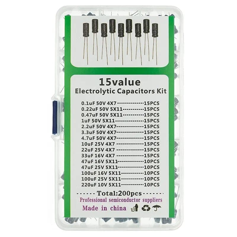 Kit 200 Capacitores Eletroliticos 15 Valores Na Caixa NFe