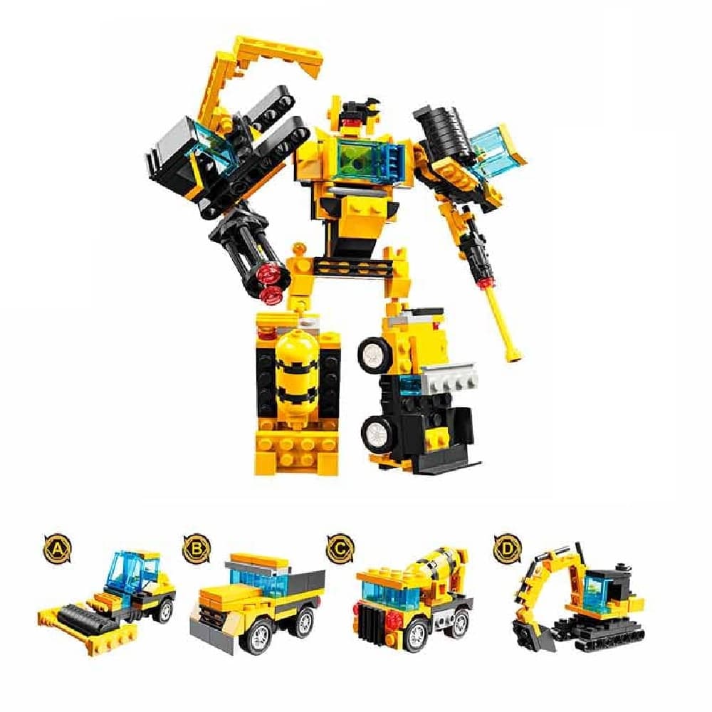 Brinquedo Blocos De Montar 2 Em 1 Transform Caminhão Construção Super Robô