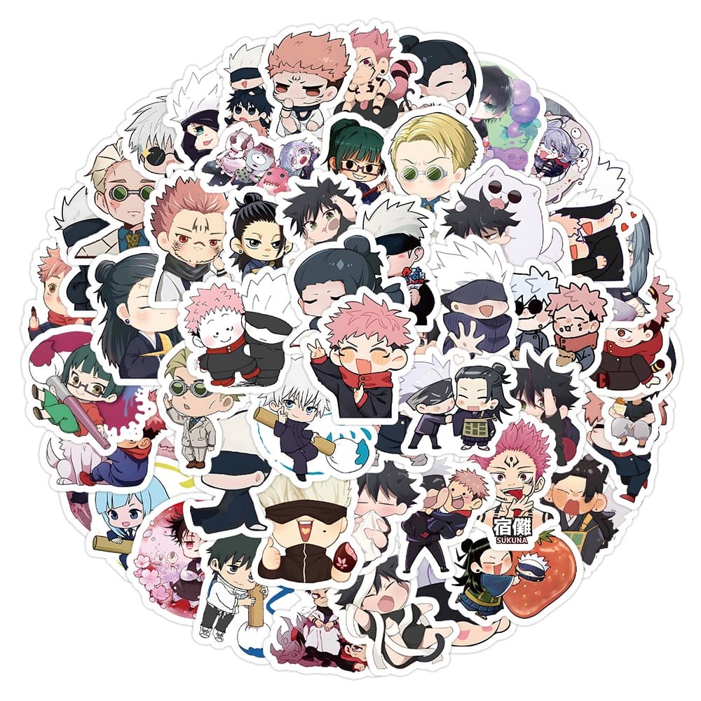 100PCS Cartoon Cute Q-version Anime Jujutsu Kaisen Satoru Gojo Adesivos De Grafite Para Capacete De Bicicleta Decalques De Lápis De Conta De Mão LanLanStickersWorld
