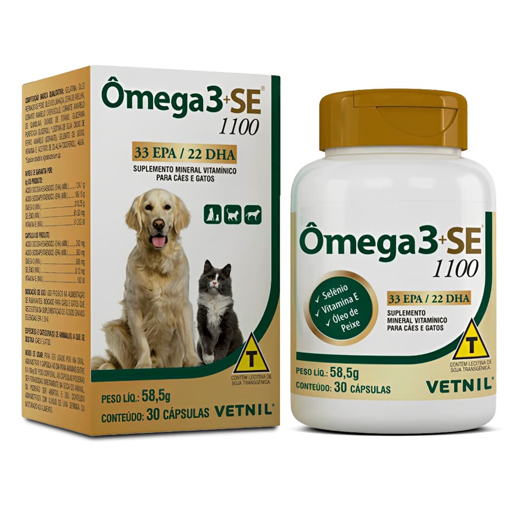 Suplemento Vetnil Omega 3 Se 1100 P/ Cães/Gatos 30 Capsulas