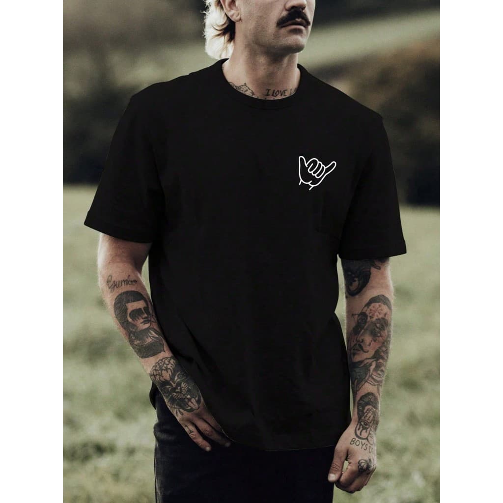Camiseta Casual Masculina Estampada Mão Saudação Surfista Skatista 100% Algodão Envio Imediato