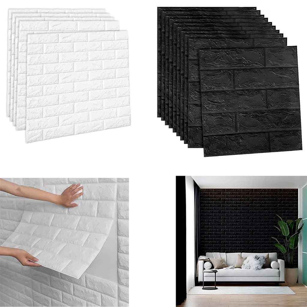 Placa Painel Decorativo Texturizado Papel De Parede 3D 77x70cm Autocolante Tijolinho