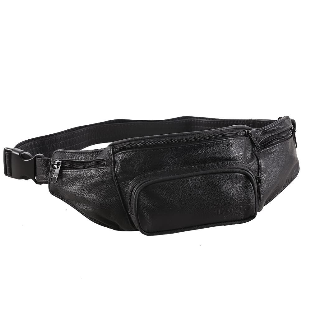 Pochete Bolsa de Cintura - Couro - A10 - Preta