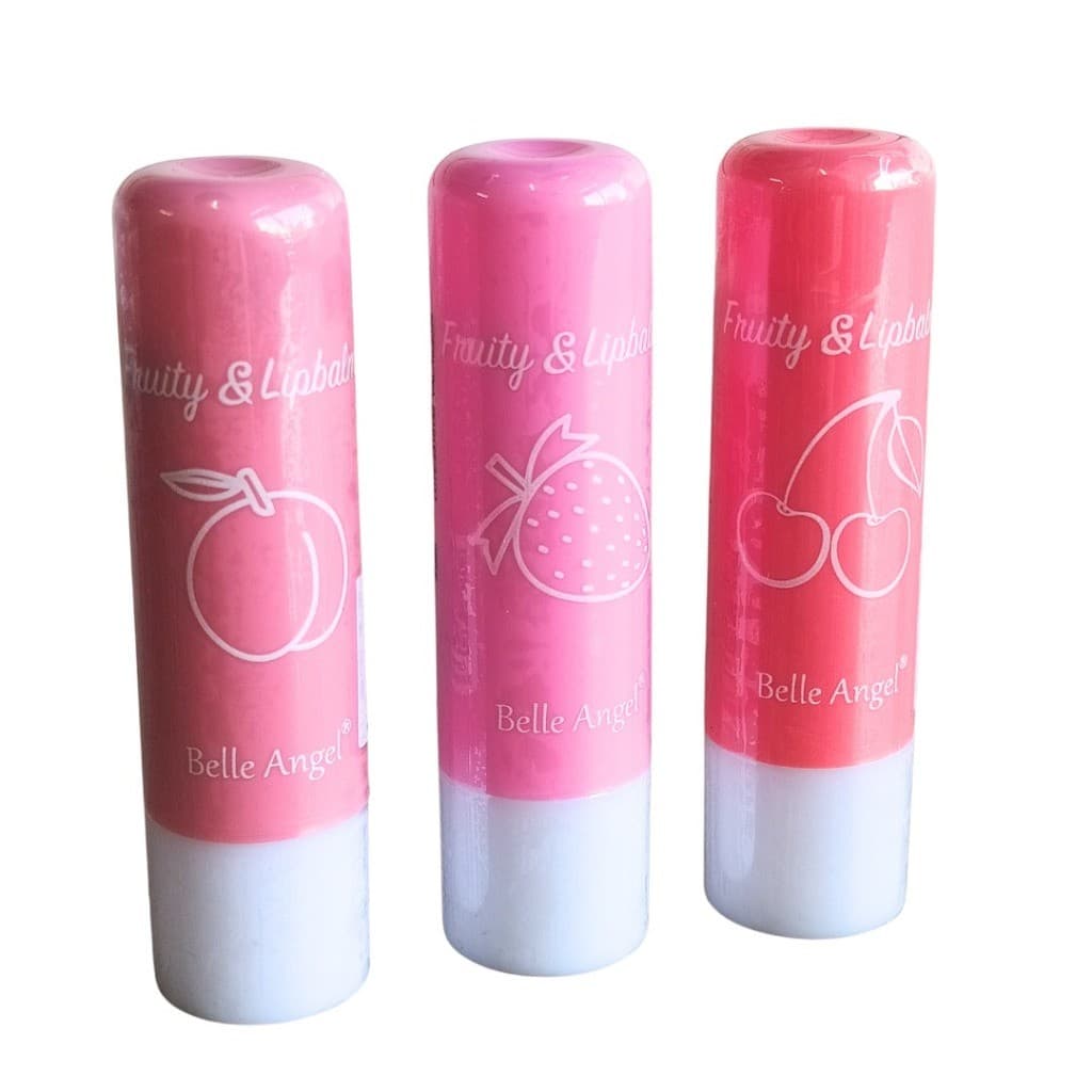 Lip Balm Hidratante Belle Angel Morango Pêssego Cereja Protetor Labial Lábios Macios | B132