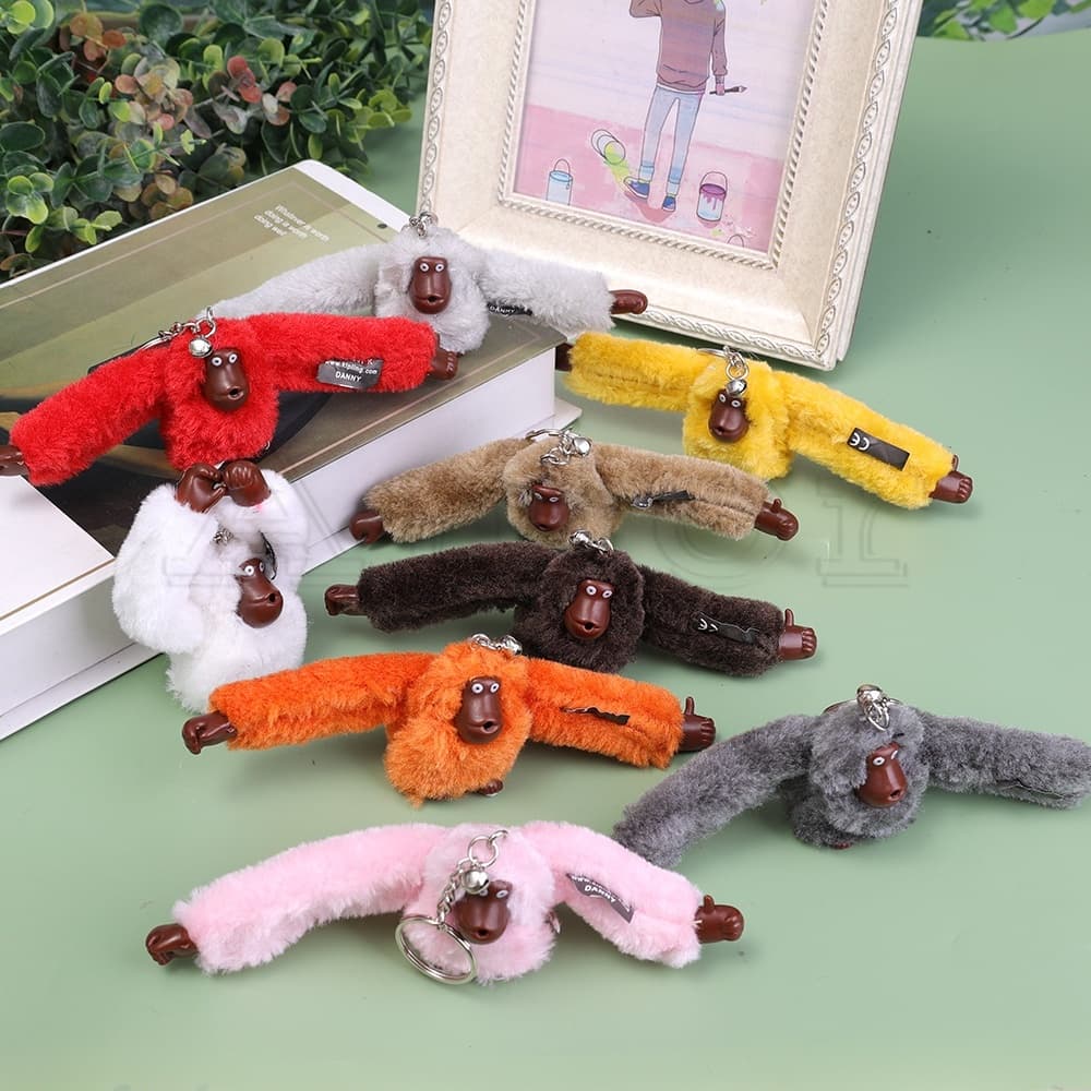 Para Porta-Chaves Carro , Bolsas Mulher Mochila Gorila Pingente Correntes Acessórios Homens Braço Longo Animal Pingentes De Decoração Chaveiro Engraçado Macaco De Pelúcia Fofo Criativo Anel