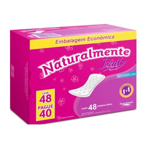 Absorvente Naturalmente Protetor Diário Daily S/Abas - evergreen
