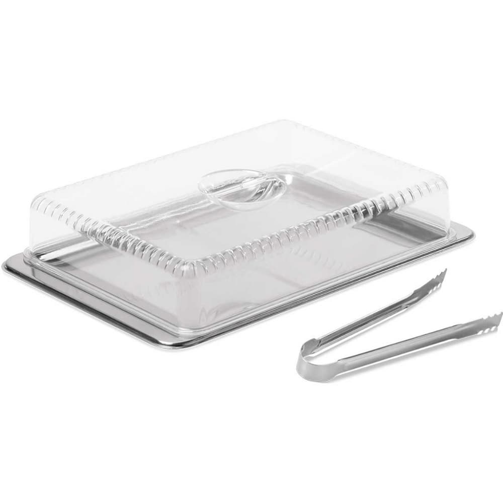 Conjunto Porta Frios 3 peças Aço Inox Com Pinça 27x18,5cm Empilhável Átina Brinox