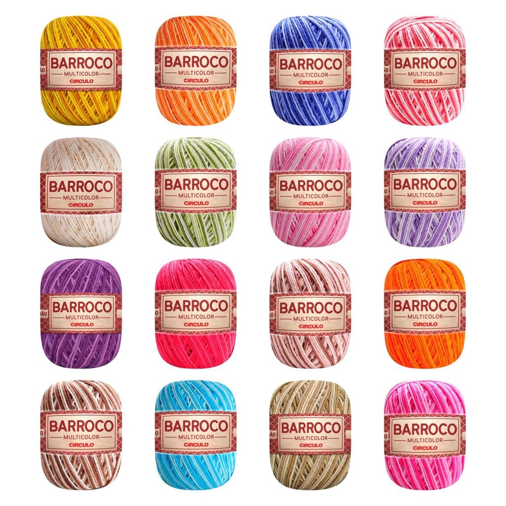 Barbante Barroco Multicolor Linha De Crochê Tricô 6 Fios 200g Círculo
