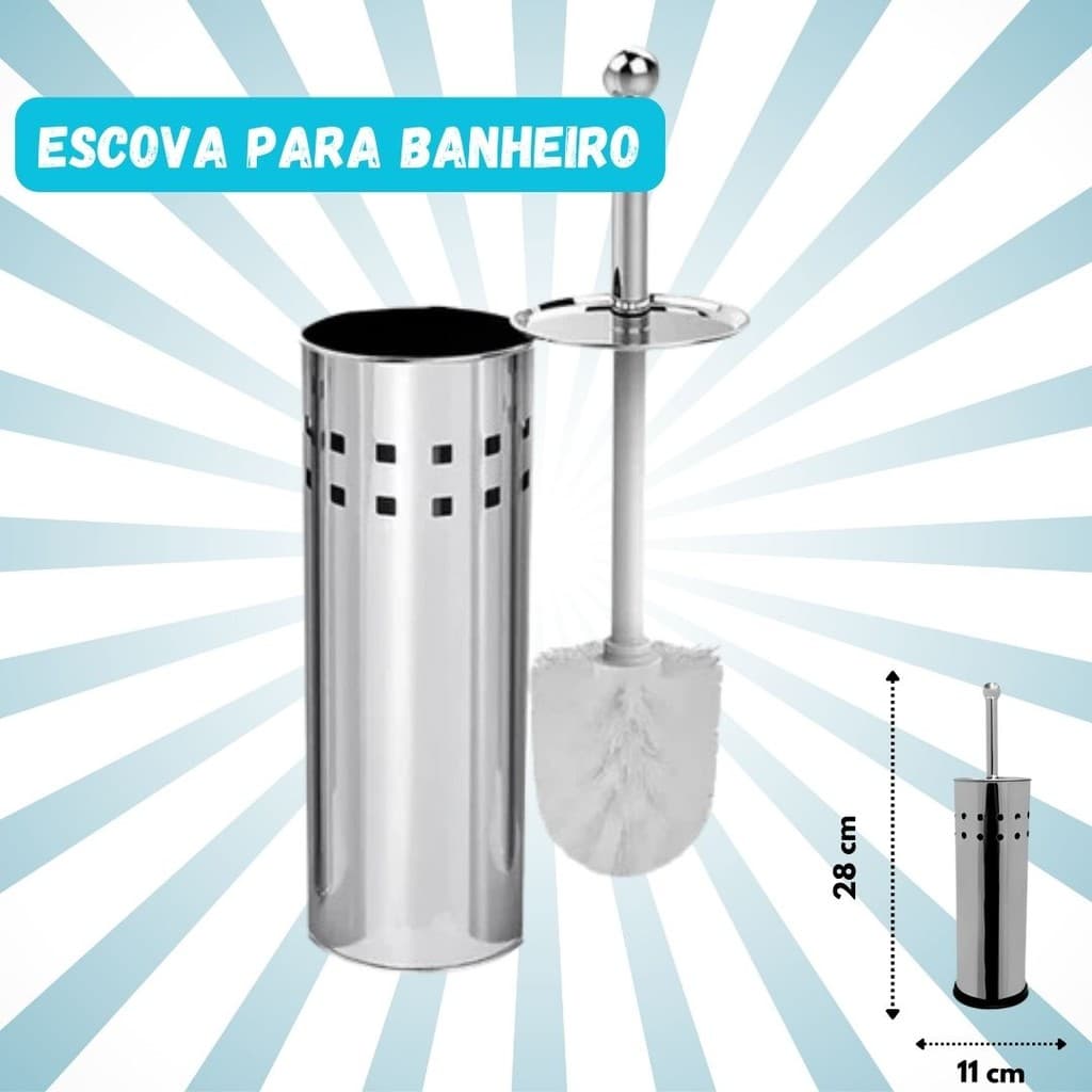 Escova Sanitária de Aço Inox para Limpeza do Banheiro