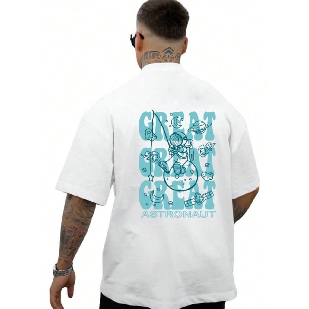 Camiseta Básica Estampada Great Masculina Algodão Moda Streetwear
