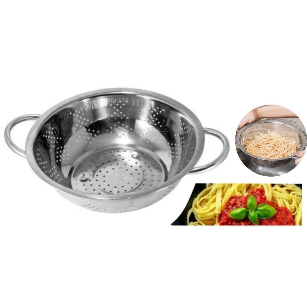 Escorredor De Massas Macarrão Alimentos Em Aço Inox 24cm