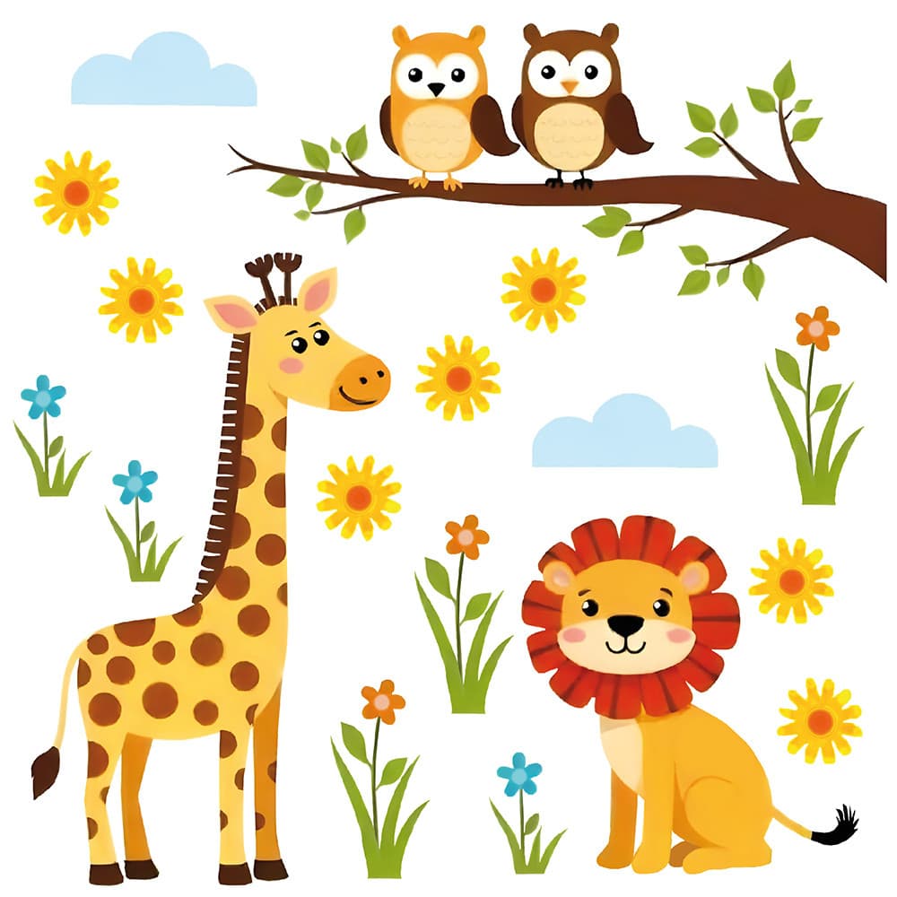 Adesivo de Parede Decorativo Infantil Safari Floral Flores