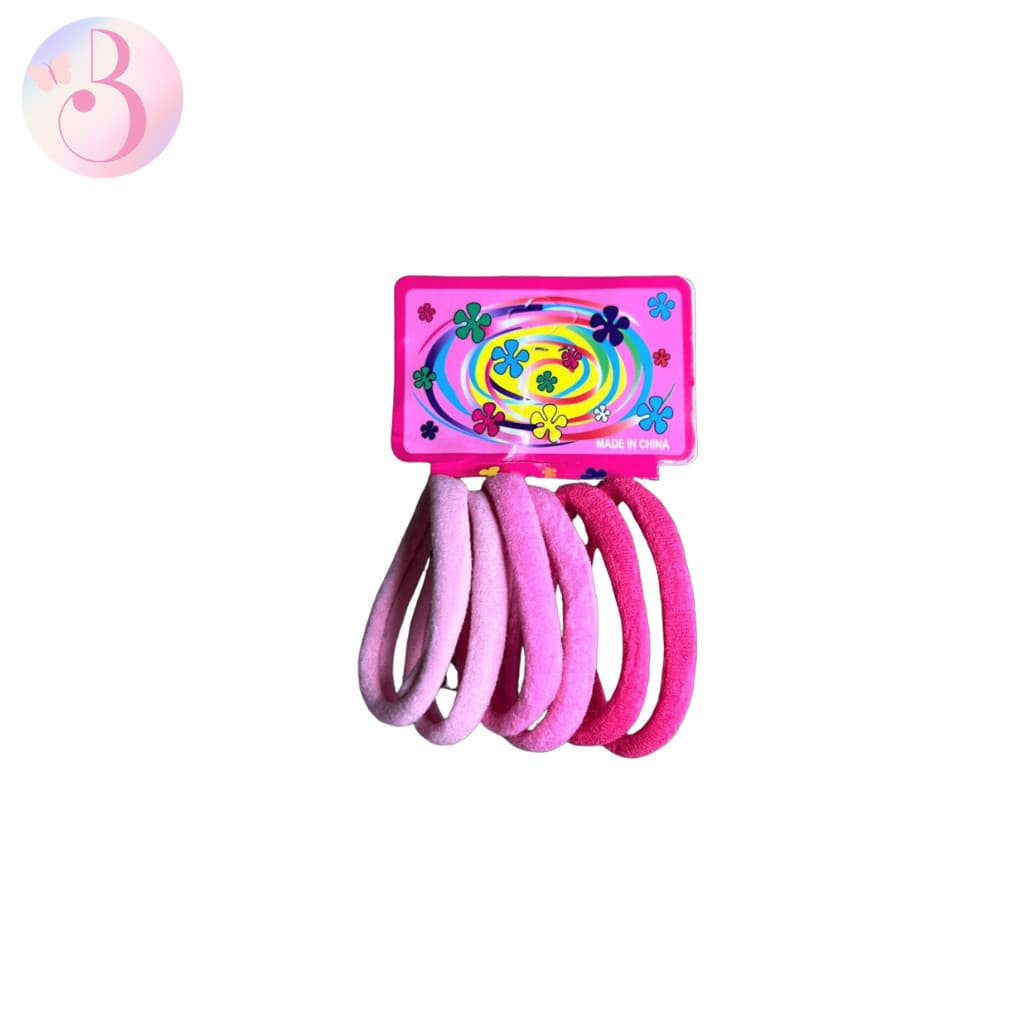 Elástico para Cabelo Tipo Meia Xuxinha com 6 Peças - Cor Rosa