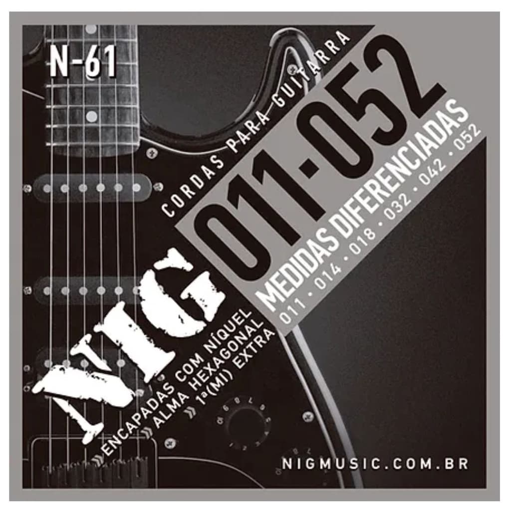 Kit 2 Encordoamento Guitarra Níquel Nig N-61.011” + Palheta