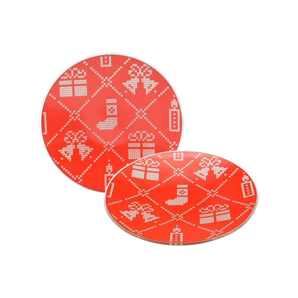 Conjunto com 2 Pratos de Sobremesa Vermelho Especial de Natal