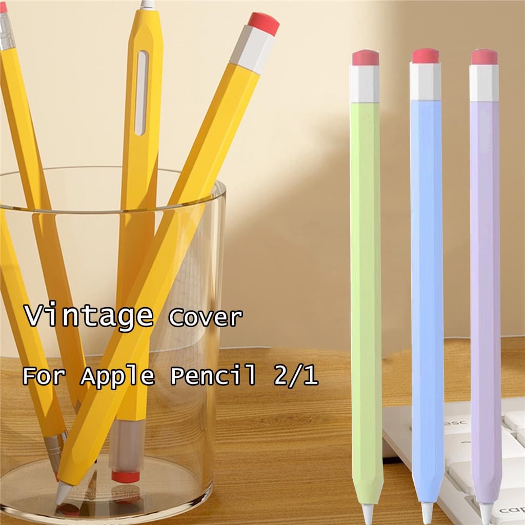Capa De Silicone Para Lápis Apple Gen Pro 2 1 Vintage Skin Sleeve Anti-Derrapante Caneta iPad Riscos