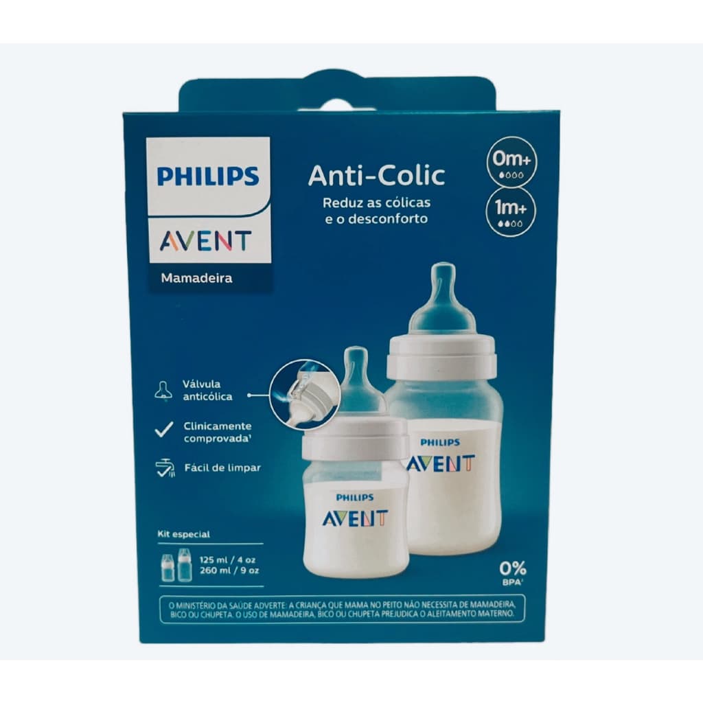 Kit Mamadeiras Anti-Colic Transp. 125/260ml - Philips Avent