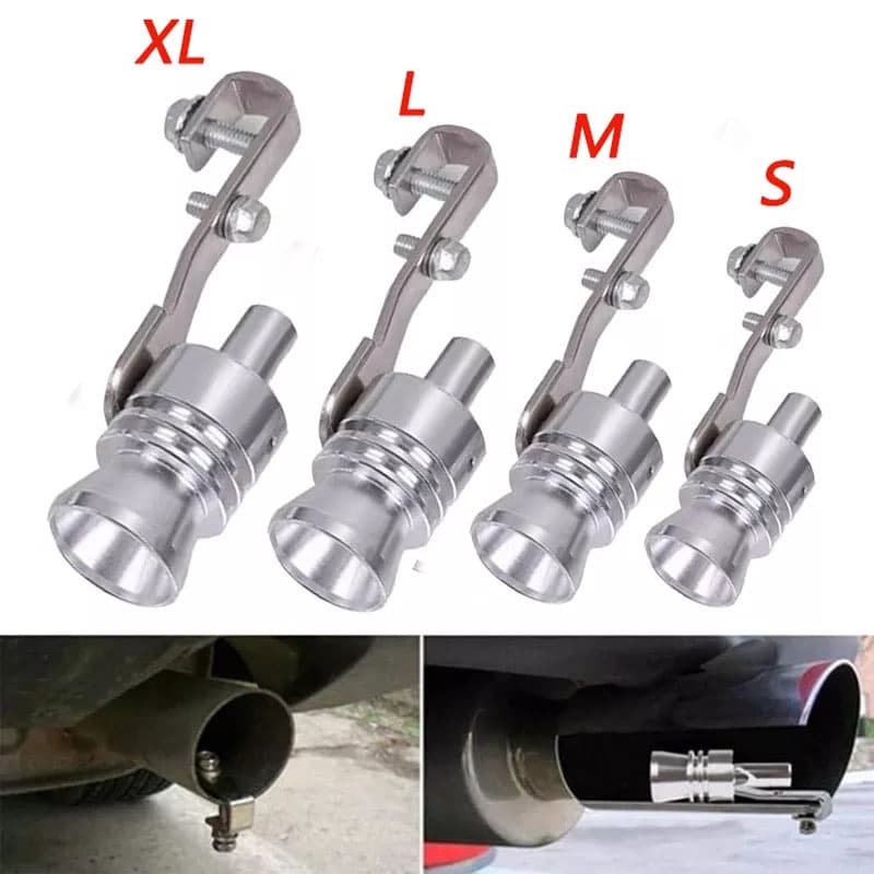 Silenciador De Carro Da Motocicleta Falsa Turbo Whistle Pipe Blow Off Simulator Universal Whistler Aluminum Silver S-XL