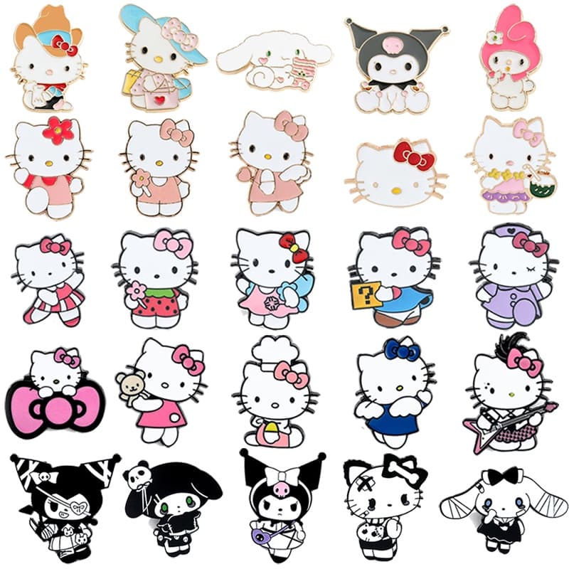 25 Estilos Hello Kitty Series Brochura De Liga De Cartoon Anime Roupa De Alfinete Sanrio Ladies Cute Badge