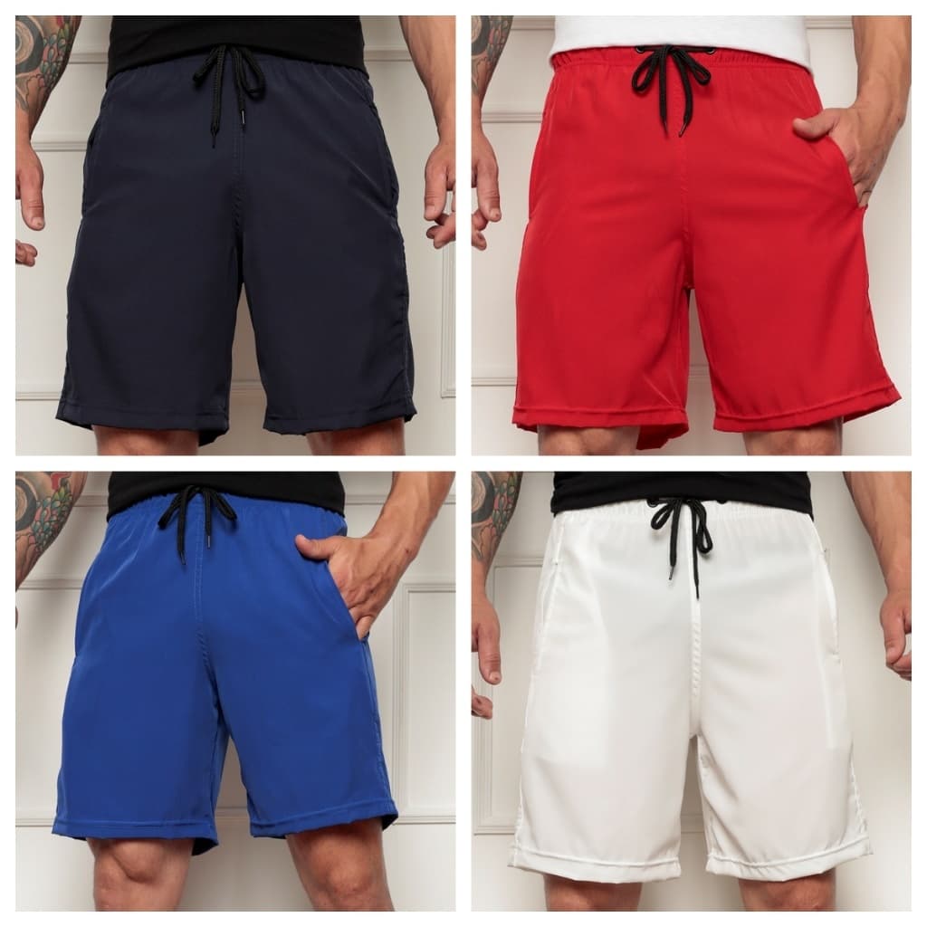 masculina Short bermuda academia alta elasticidade tactel lisa