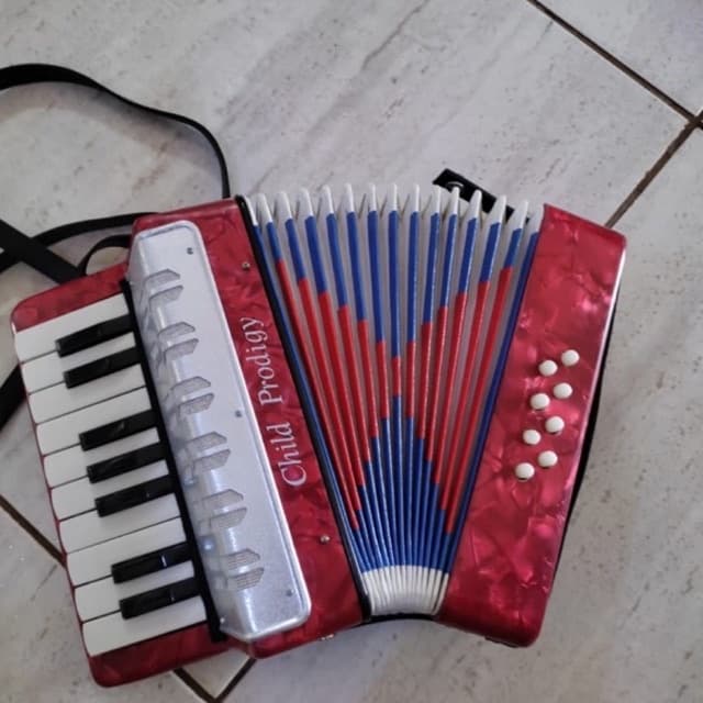 Sanfona Infantil Acordeon 8 Baixos 17 Teclas - Vermelho - Child Prodigy