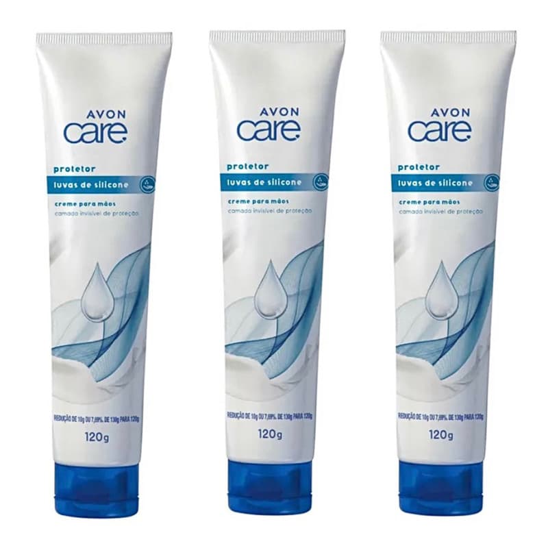 Kit com 3 Cremes Hidratante Para as Mãos Luvas de Silicone Avon 120g